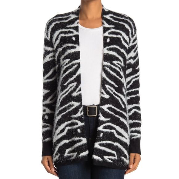 New SUSINA Zebra Black and White Cardigan Small - Picture 1 of 6